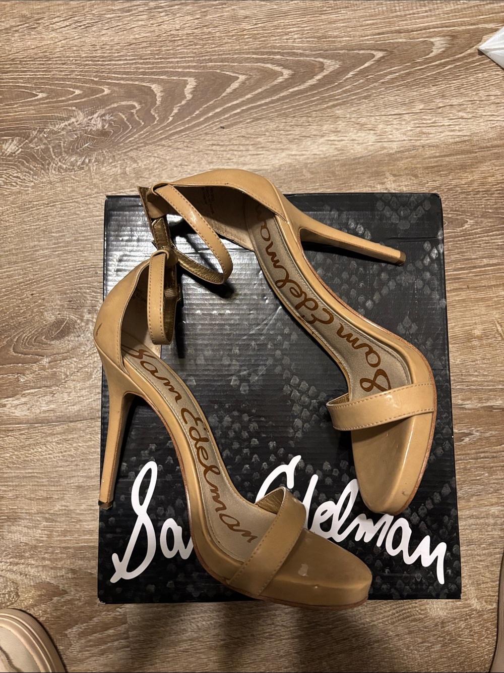 Sam Edelman Beige/Nude Ankle-Strap Stiletto Heels - Picture 4 of 6